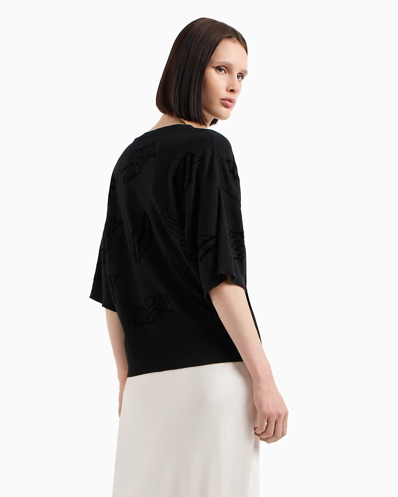 flocked monogram cotton and silk blend sweater