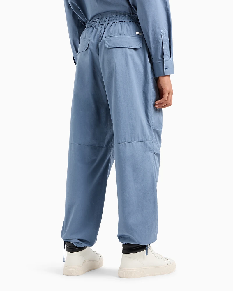Oversized cotton twill trousers with drawstring