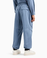 Oversized cotton twill trousers with drawstring