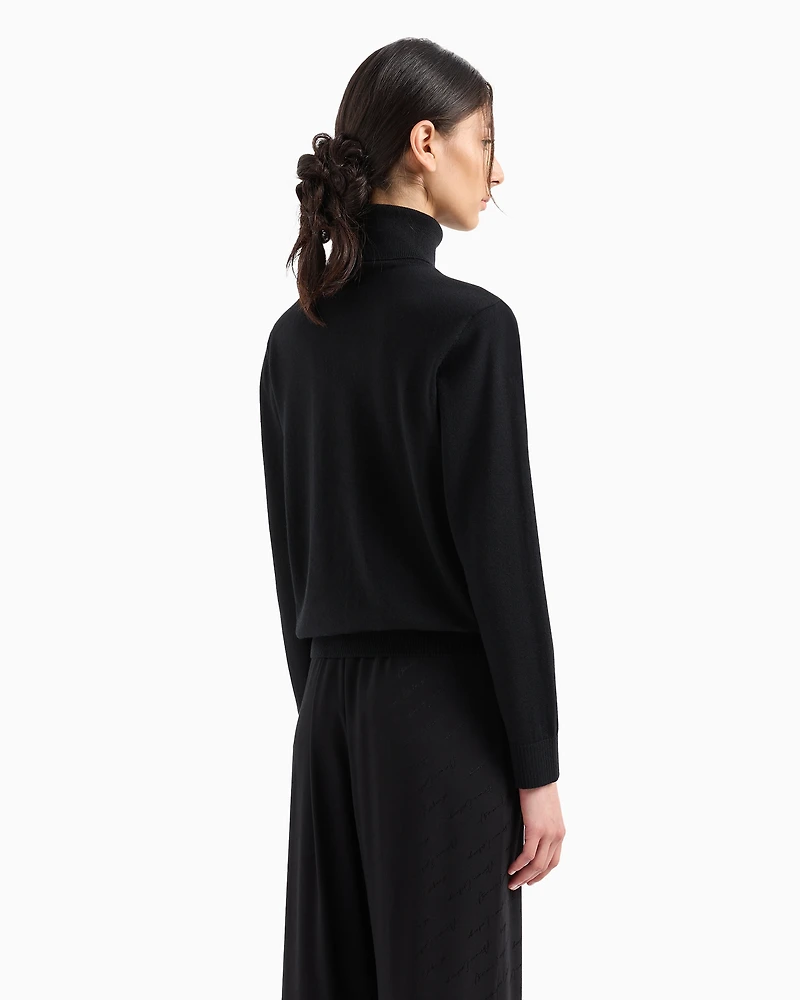 Turtleneck sweater with embroidered logo