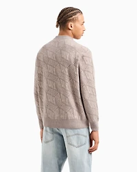 Crewneck sweater with optical effect logo