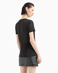 Regular fit T-shirt flamed fabric with allover monogram