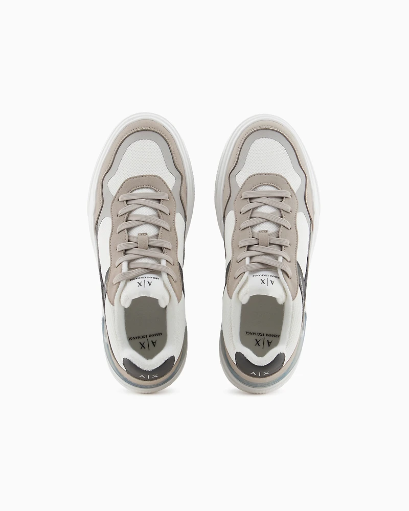Sneakers with laces combined material