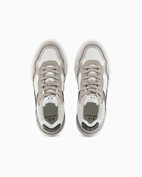 Sneakers with laces combined material
