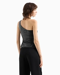 One-shoulder top coated fabric