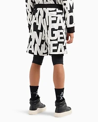 Oversized French terry Bermuda shorts with allover maxi-logo