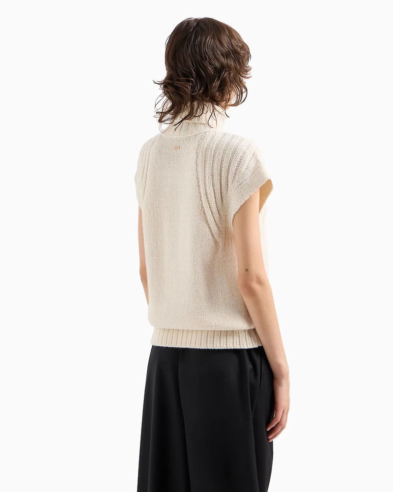High neck vest with ribbed details