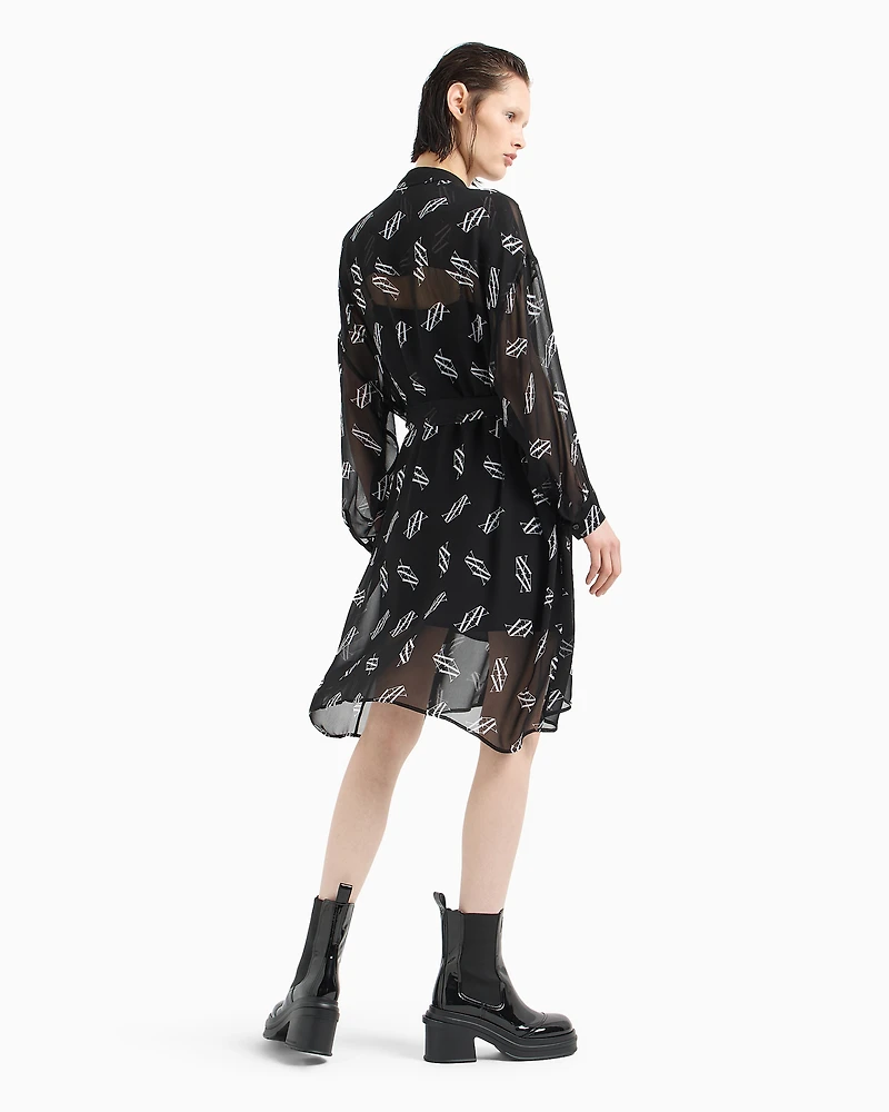 ASV Belted Chiffon Smock Dress