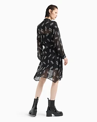ASV Belted Chiffon Smock Dress