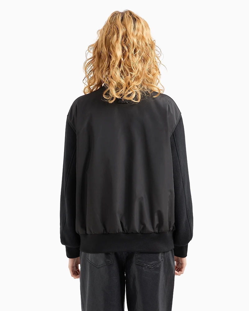 Bomber jacket with zip cloth and technical fabric