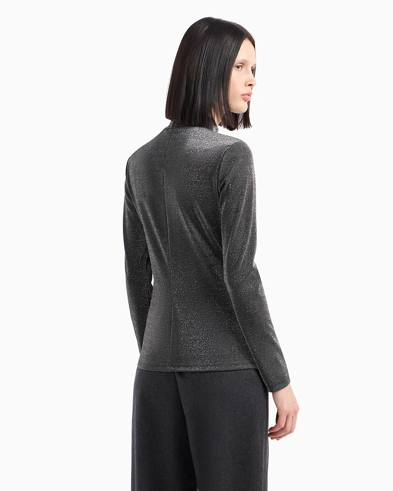 High neck sweater shiny double jersey