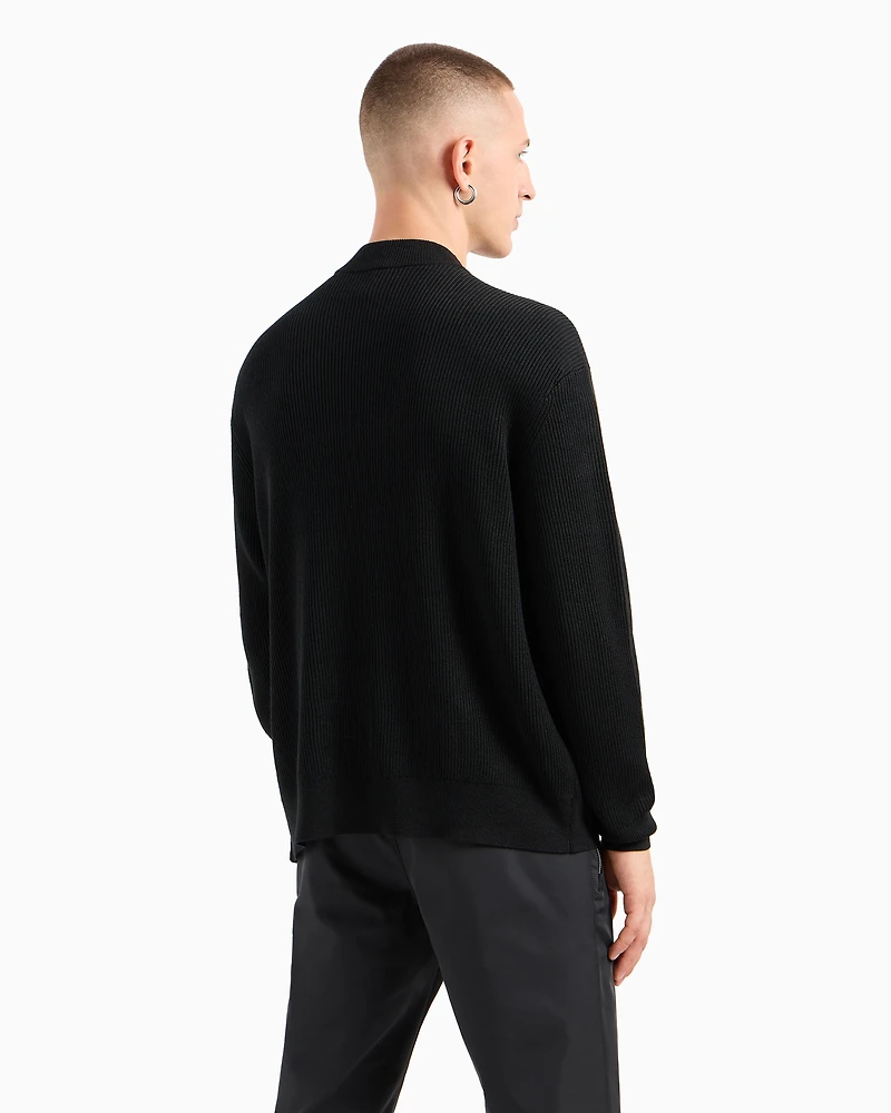 Crewneck sweater with zip pocket and logo