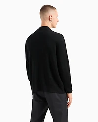 Crewneck sweater with zip pocket and logo