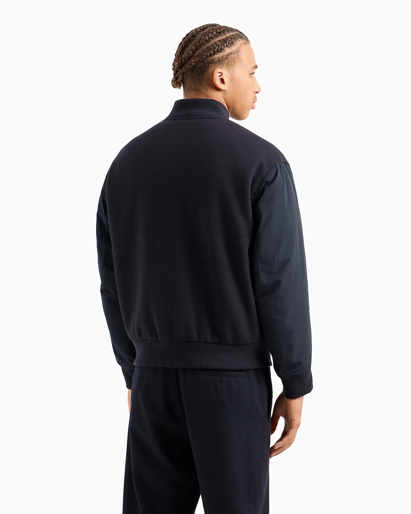 Cloth college jacket with contrasting sleeves
