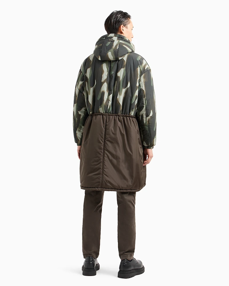 Crinkle Camou Nylon Hooded Parka