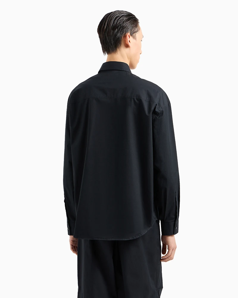 Loose fit cotton twill shirt with pockets