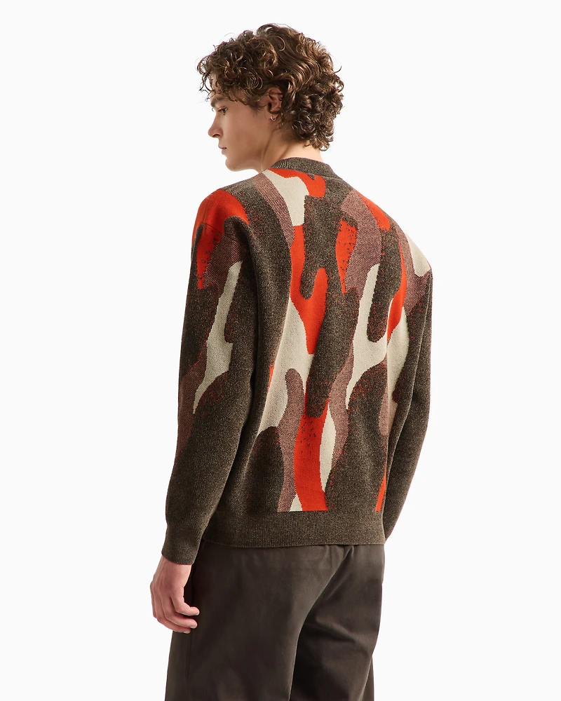 Camouflage Chenille Crewneck Sweater