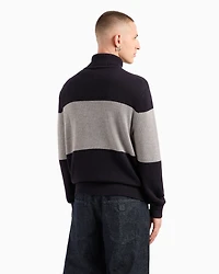 Contrast Stripe Turtleneck Sweater