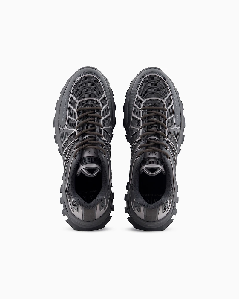 Sneakers with optical effect design and maxi sole