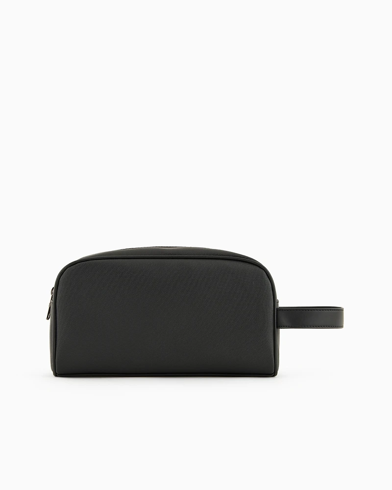 Beauty case with monogram and stripes
