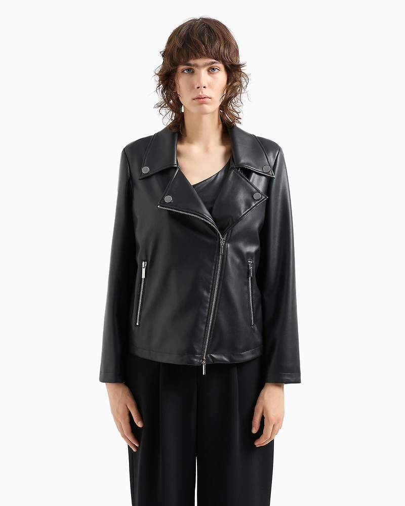 Faux leather jacket with side zip