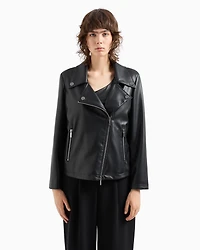 Faux leather jacket with side zip