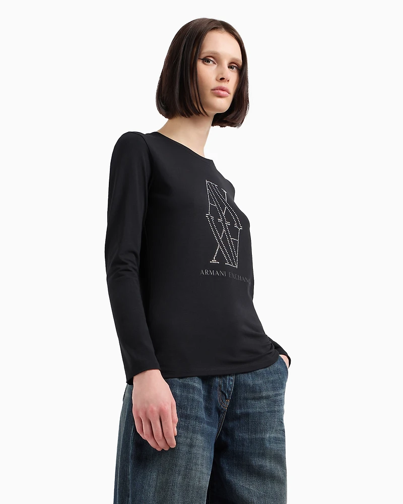 ASV Studded Monogram Long Sleeve Regular Fit T-Shirt