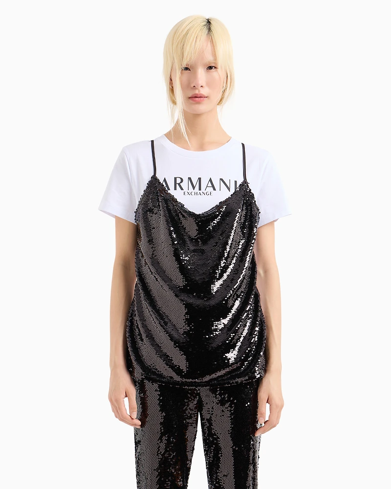 T-shirt with sequin top on the front