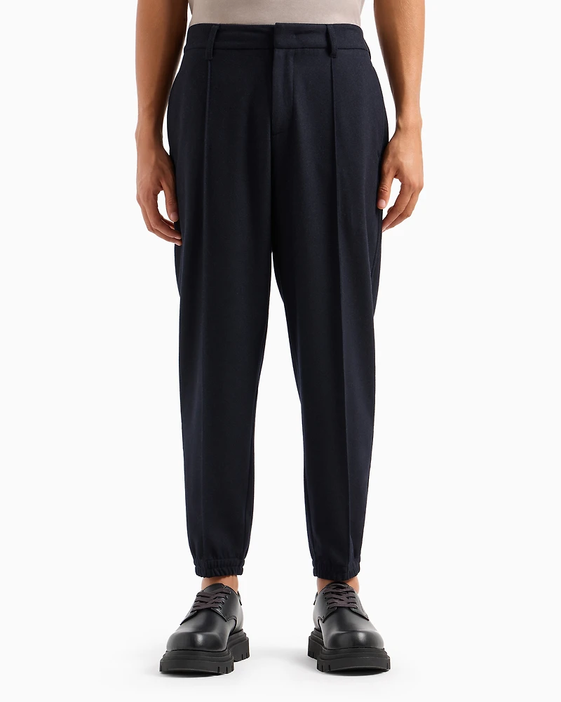 Wool Blend Pleated Trousers
