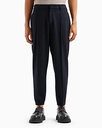Wool Blend Pleated Trousers