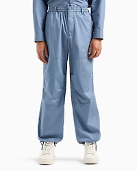 Oversized cotton twill trousers with drawstring