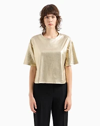 Cropped fit T-shirt metallic lurex