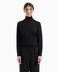 Turtleneck sweater with embroidered logo