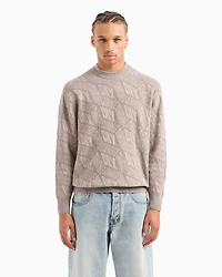 Crewneck sweater with optical effect logo