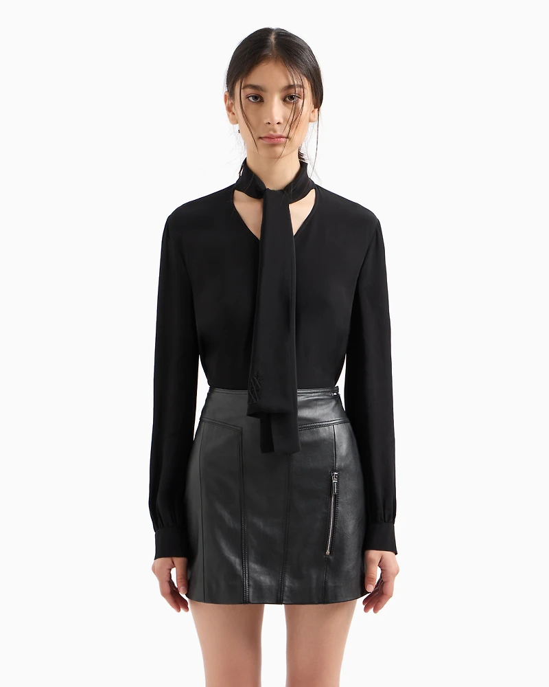 Crepe de chine shirt with bow