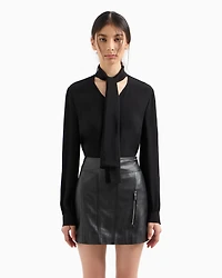 Crepe de chine shirt with bow