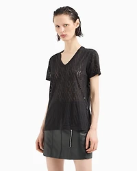 Regular fit T-shirt flamed fabric with allover monogram
