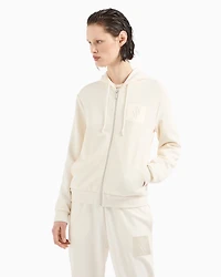 Zip-up hoodie with monogram logo patch