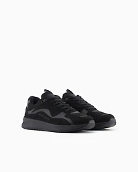 Microsuede sneakers with tone-on-tone inserts