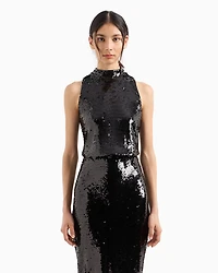 High neck sequin top