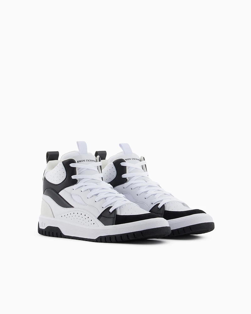 High sneakers with contrasting color inserts