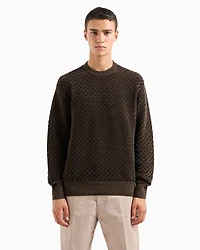 Crewneck sweater with embossed workmanship