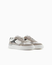 Sneakers with laces combined material