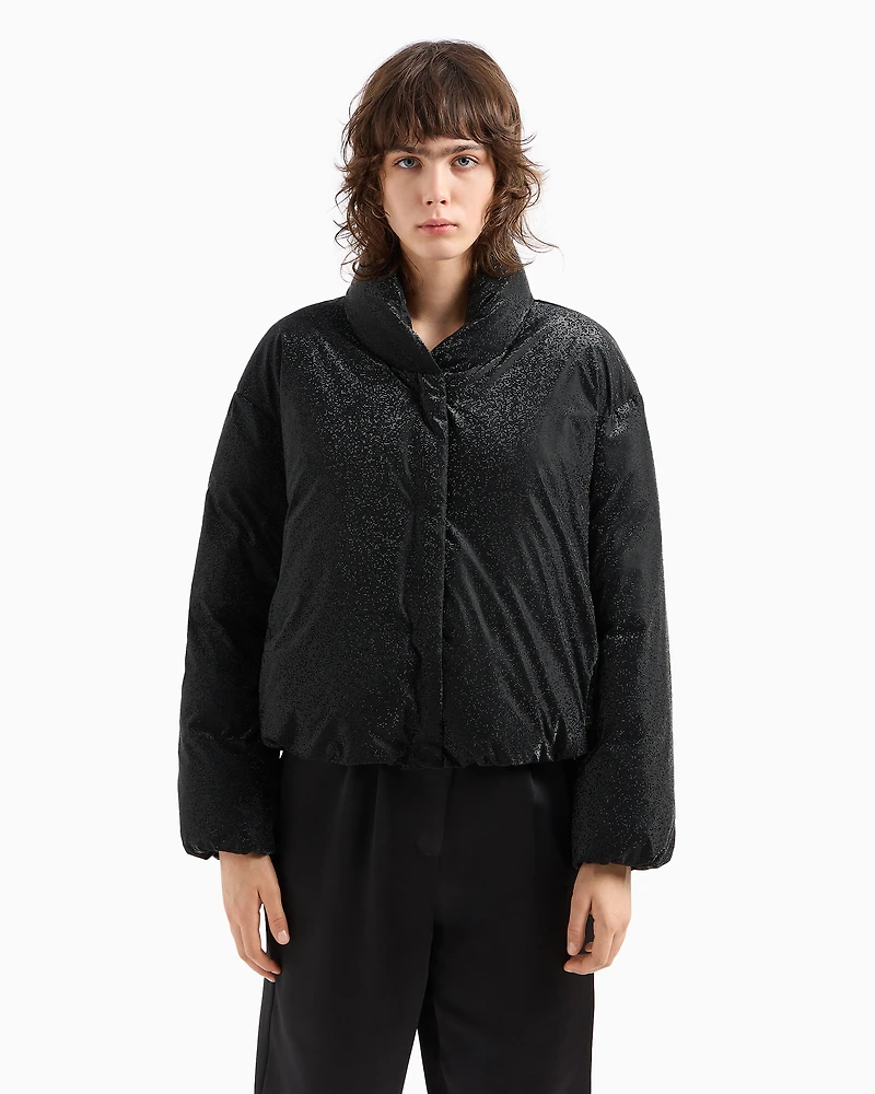 Full zip jacket with external coating fabric