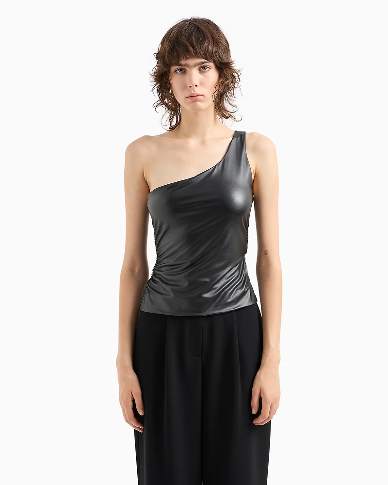 One-shoulder top coated fabric