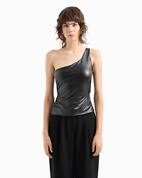 One-shoulder top coated fabric