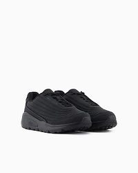 Sneakers eco-leather with optical effect grooves