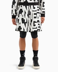 Oversized French terry Bermuda shorts with allover maxi-logo
