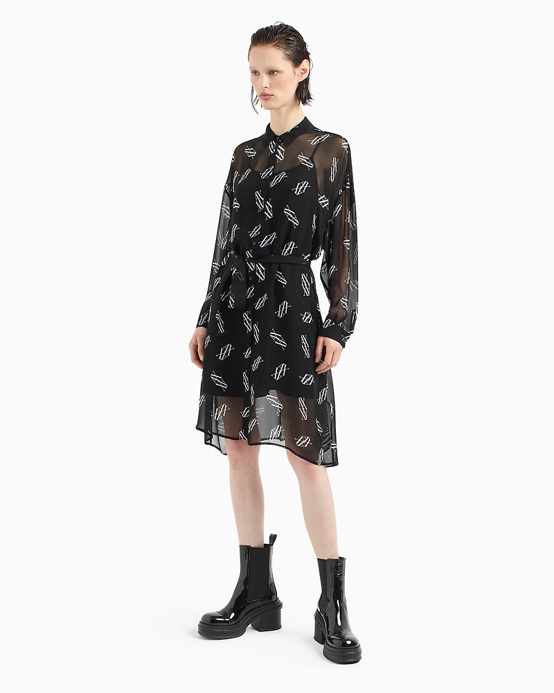 ASV Belted Chiffon Smock Dress