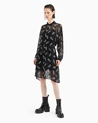 ASV Belted Chiffon Smock Dress